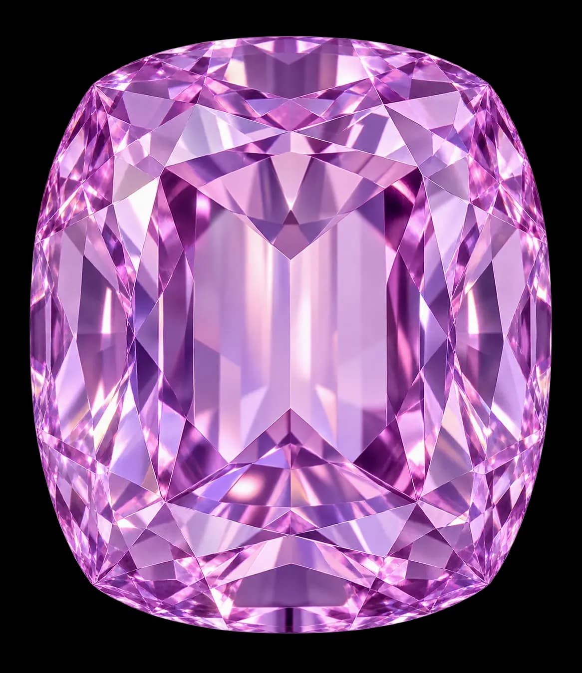 Lilac cushion-cut gemstone illustration
