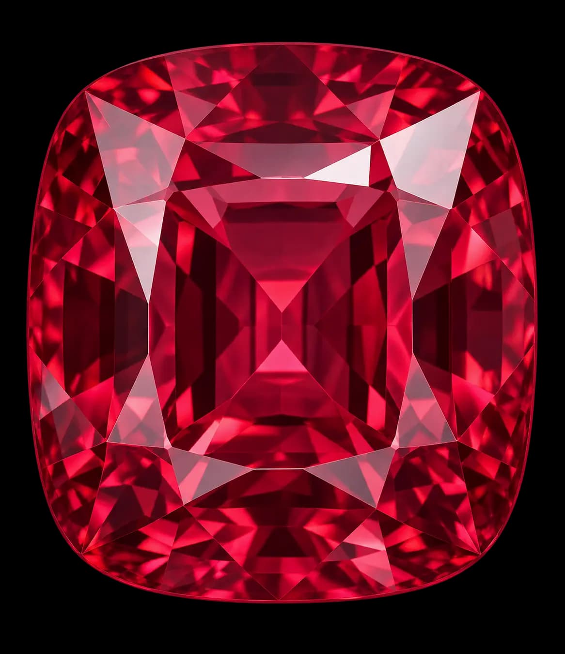 Crimson cushion-cut gemstone illustration