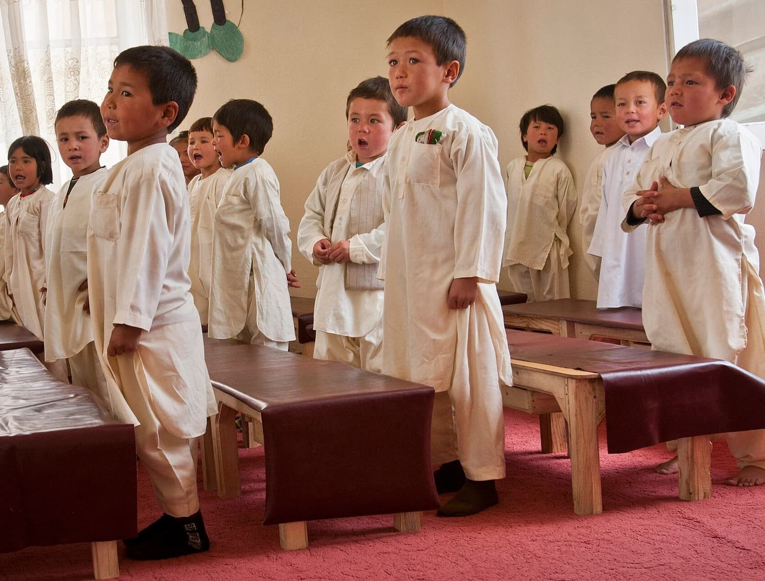 Children singing together at Arzu Studio Hope in Bamyan in 2012
