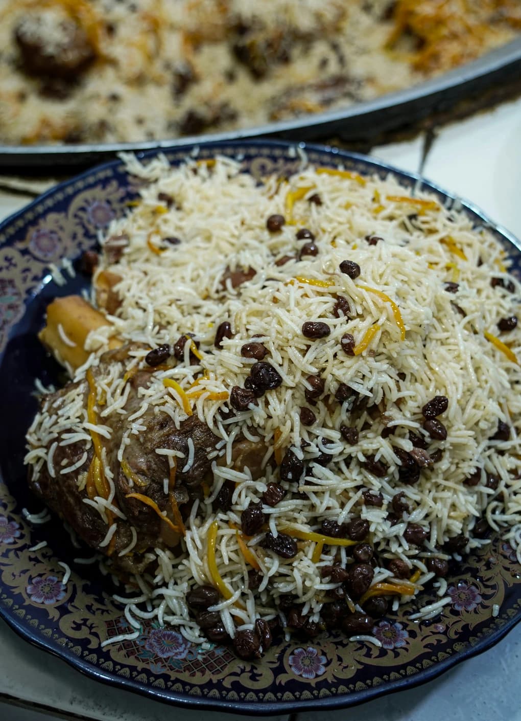 Kabuli palaw served at an Afghan table