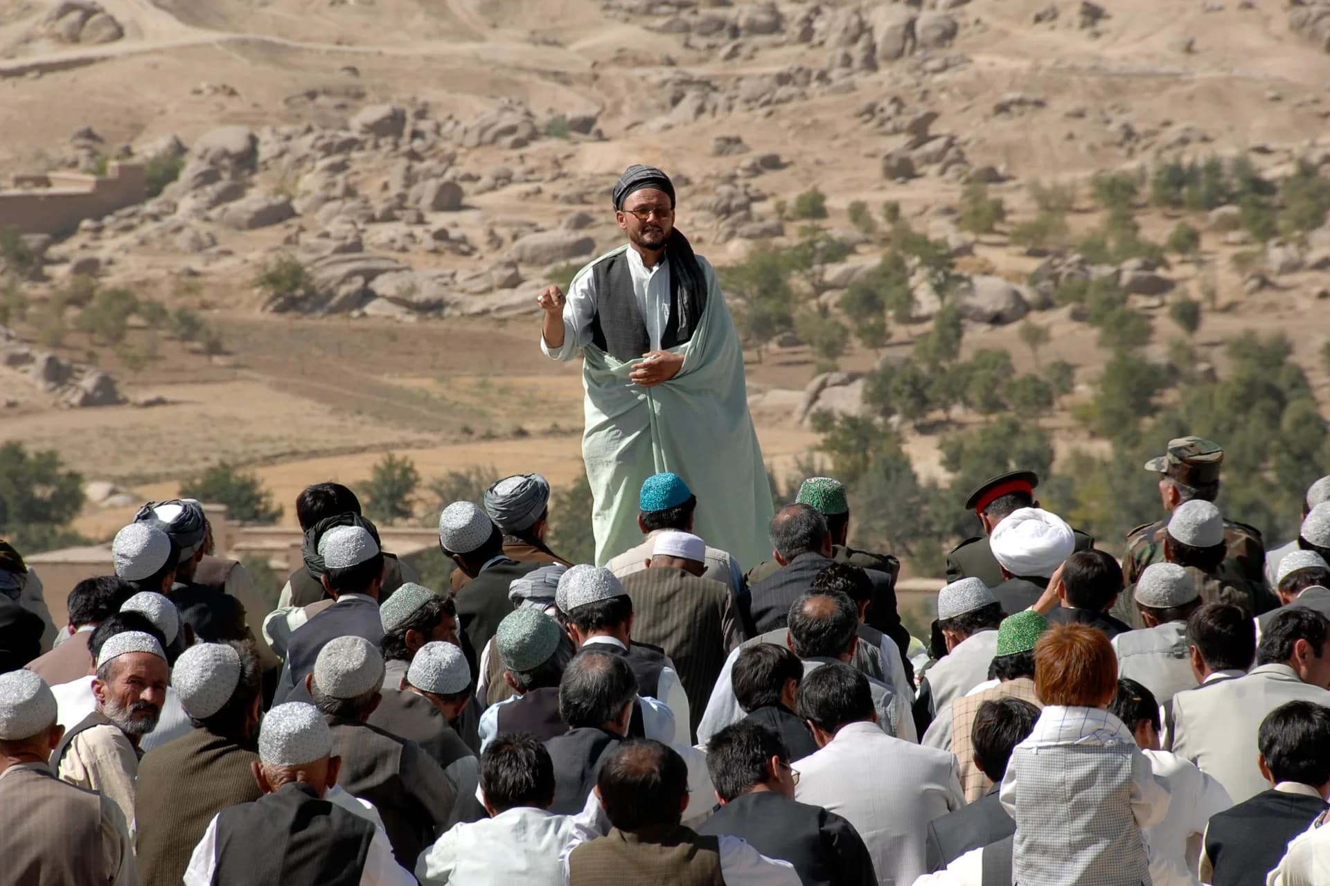 Villagers in Daykundi gathering on the final day of Ramadan