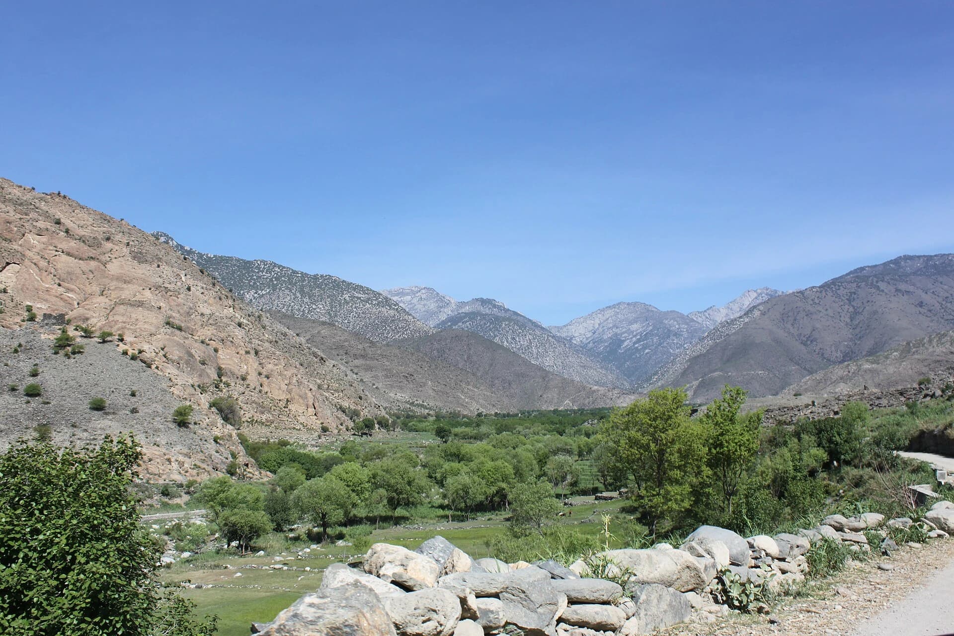 A green mountain valley between Jalalabad and Dari Noor, Nangarhar