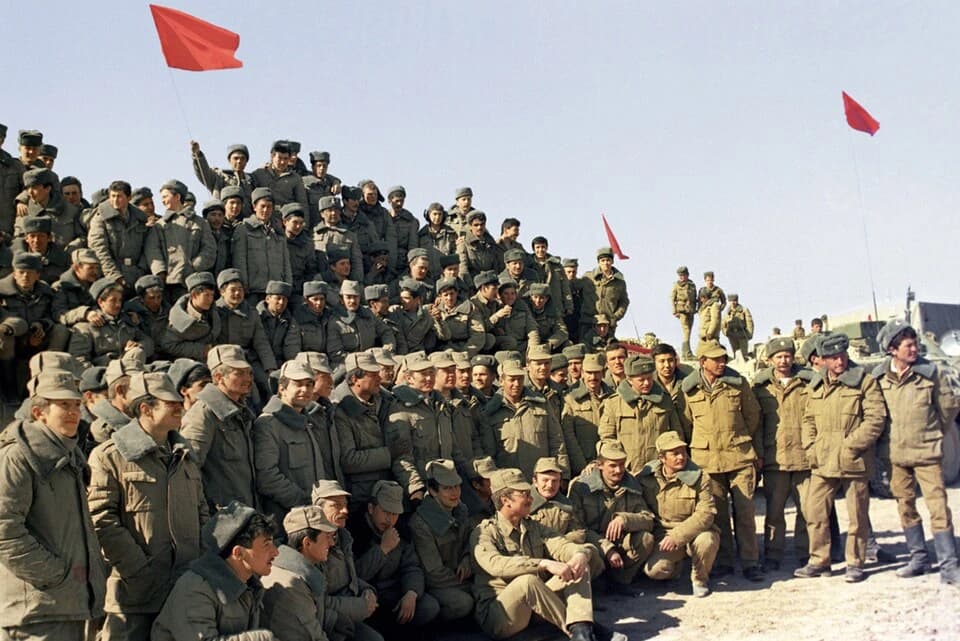 A Soviet unit photographed before withdrawal from Afghanistan, 1989
