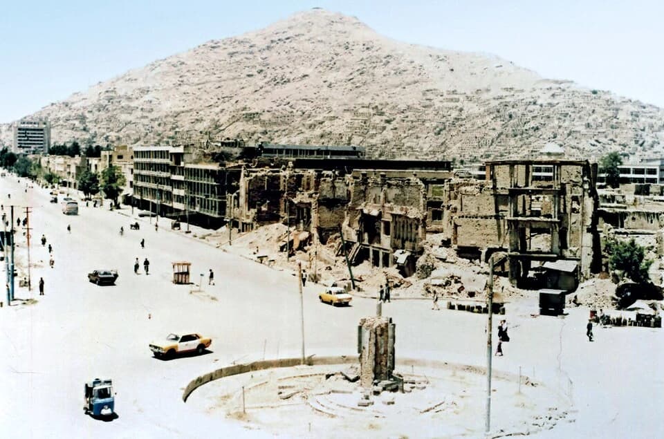 Buildings destroyed during Kabul’s civil war, photographed in 1993