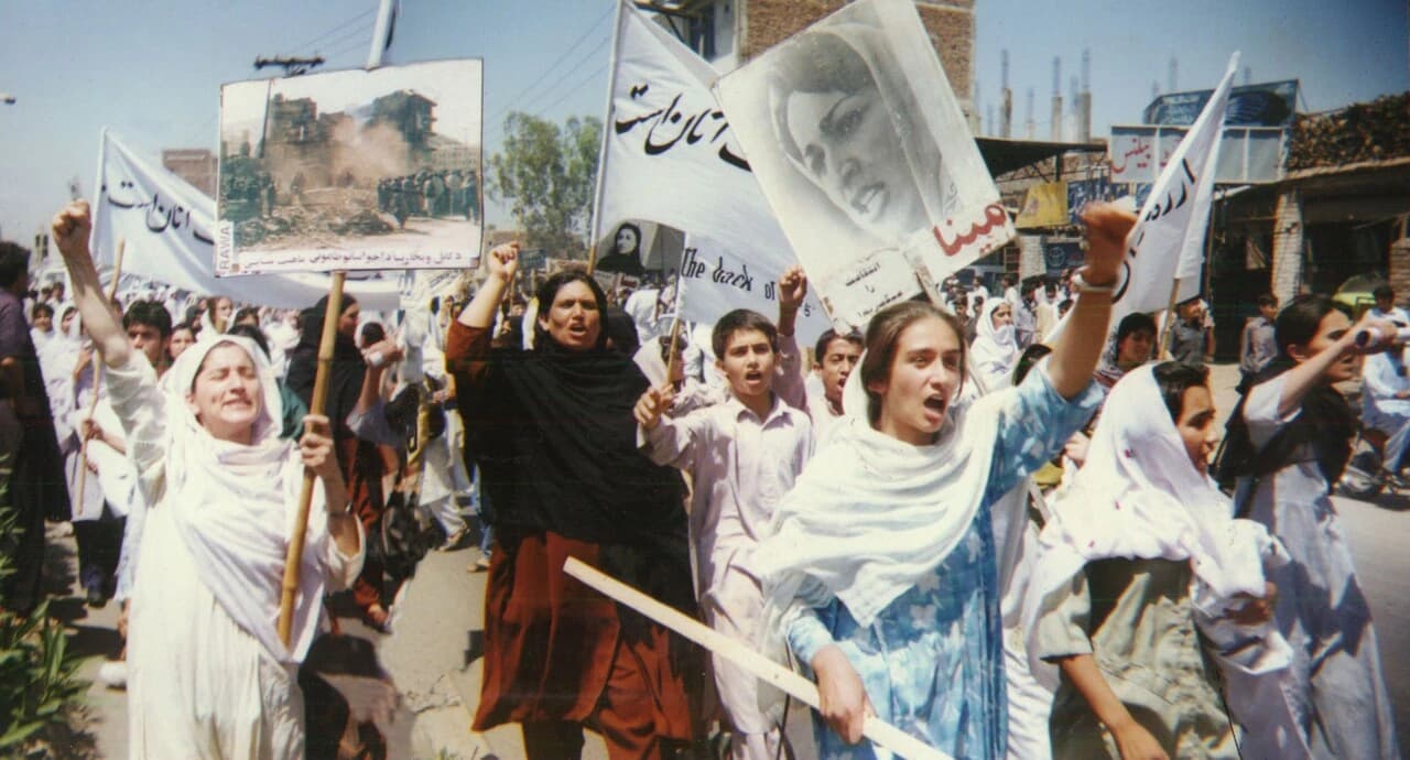 Afghan women demonstrating against fundamentalist rule in Peshawar, April 1998