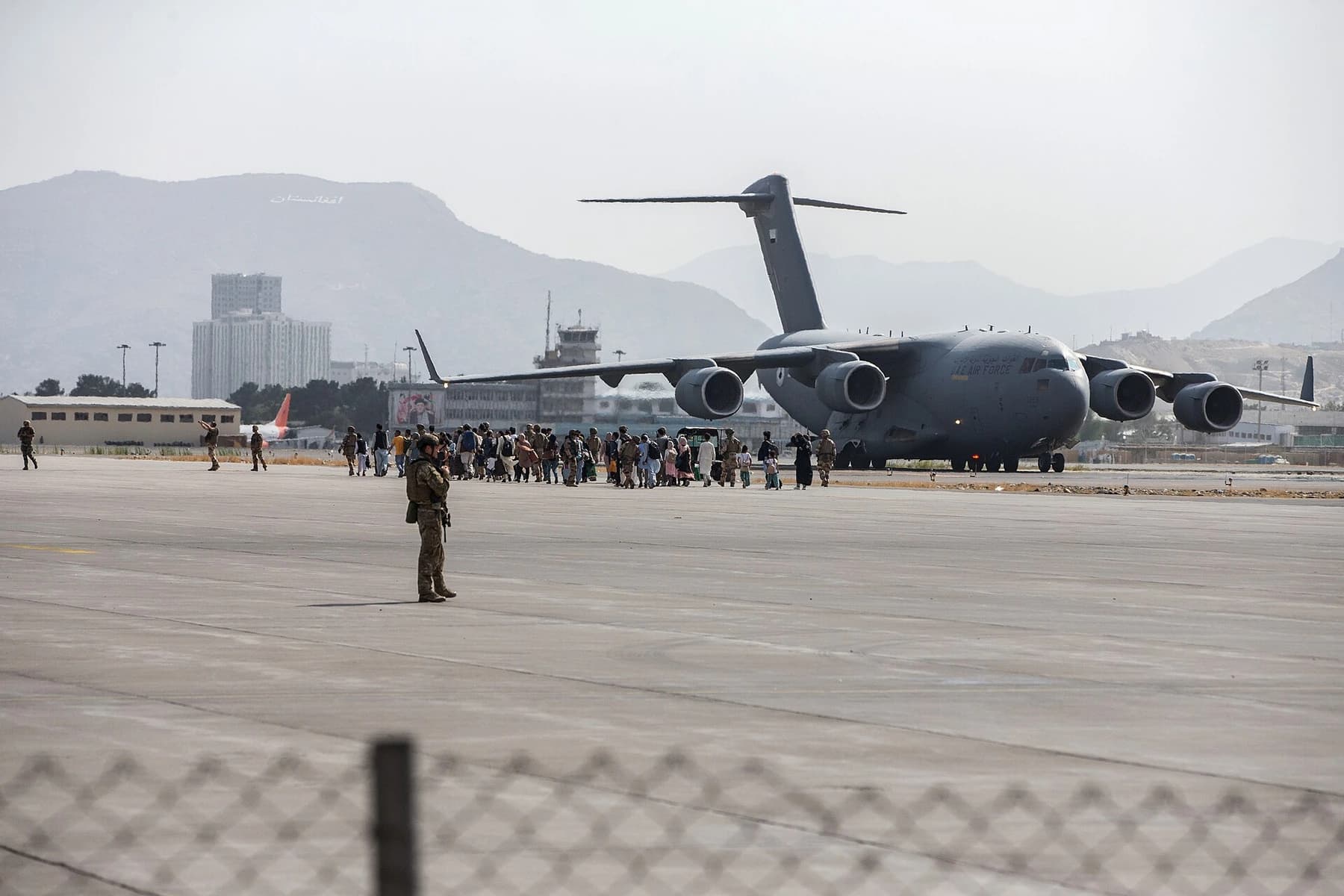 Evacuation operations at Kabul airport in August 2021