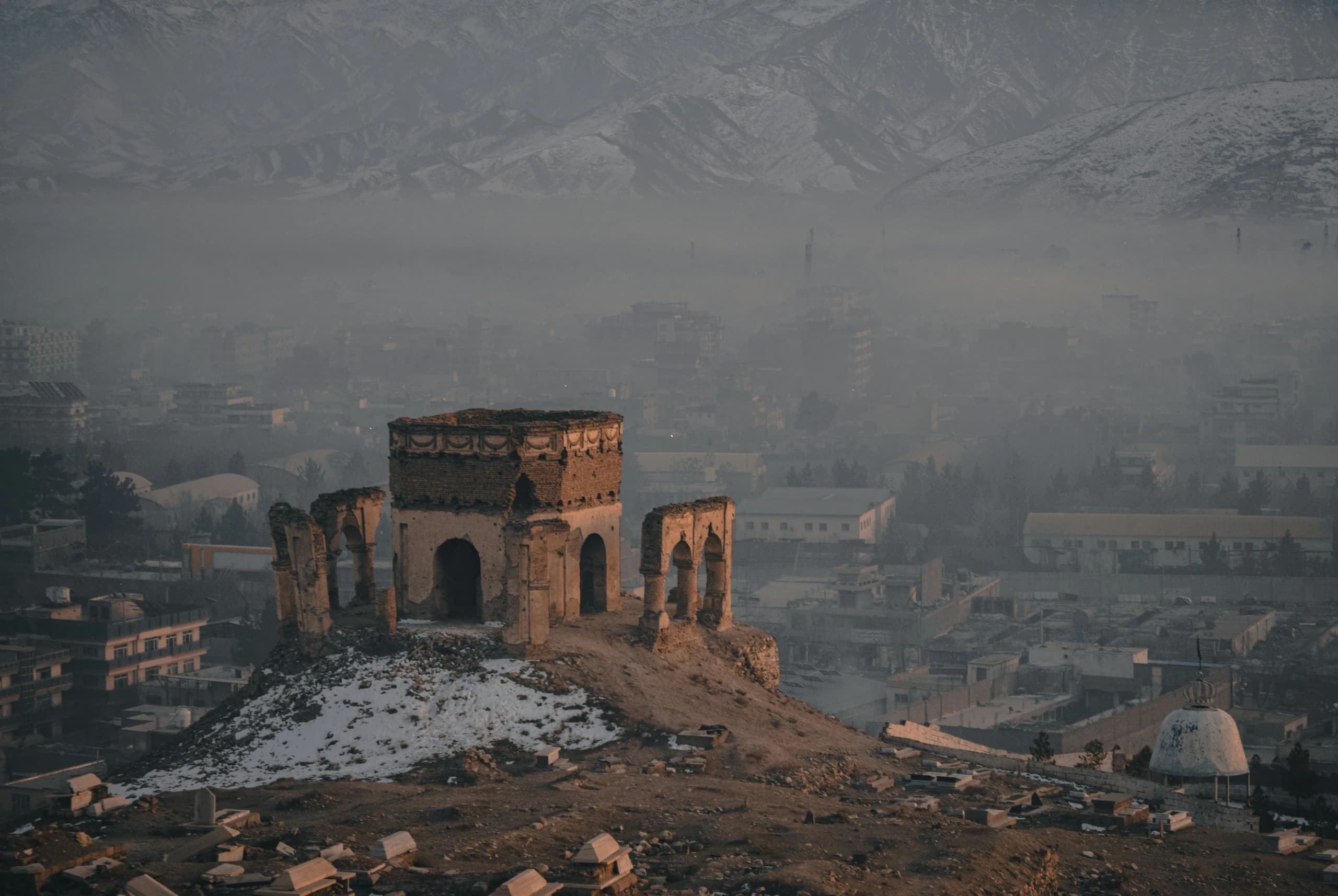 Historic architecture overlooking Kabul from Nader Khan Hill