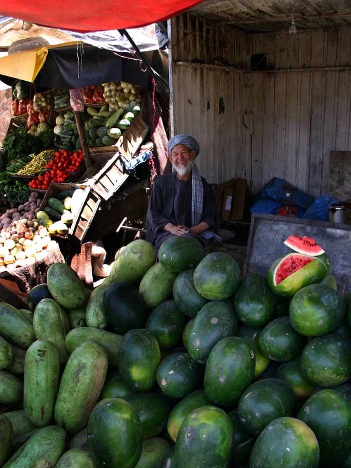 A fruit vendor in Kabul, Afghanistan