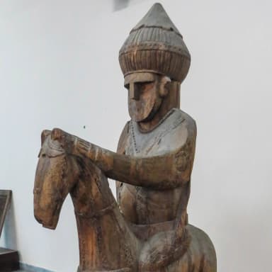 A carved Nuristani wooden figure in the National Museum of Afghanistan