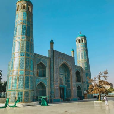 The blue-tiled shrine at Mazar-e-Sharif