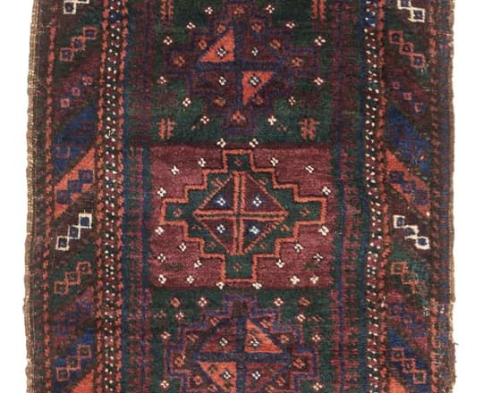 A late 19th-century Baluch woven cushion from Sistan, Afghanistan, with geometric motifs