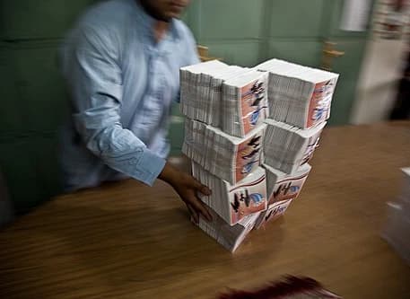 Roshan SIM card packs ready for distribution in Kabul, photographed in 2010