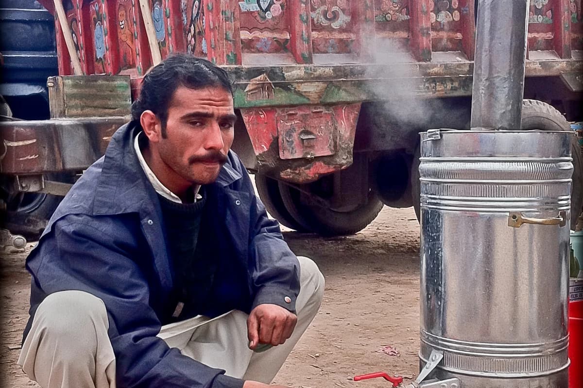 Tea brewing in a samovar in Jalalabad
