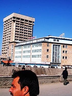 The telecommunications ministry tower above central Kabul, photographed in 2009