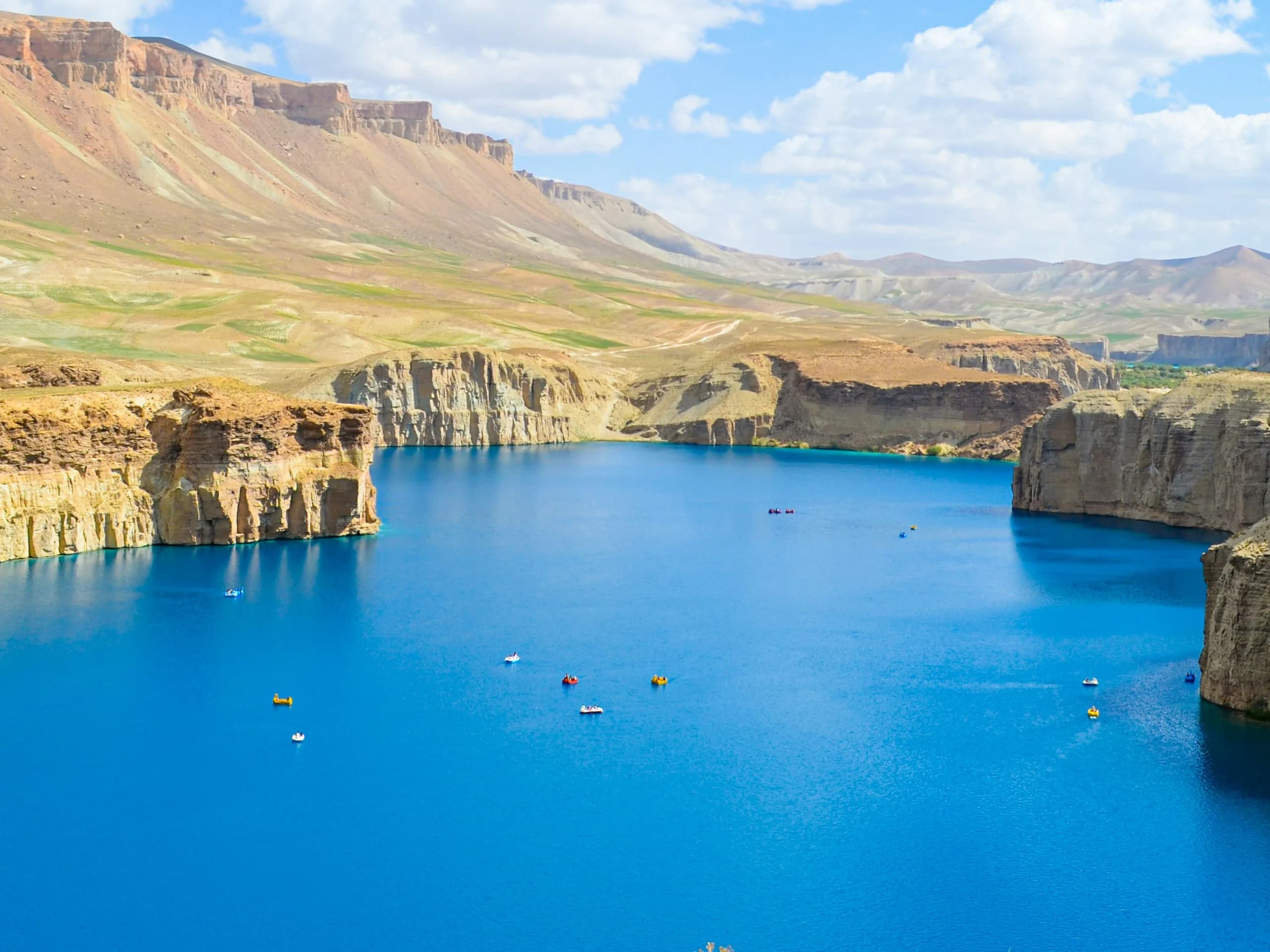 The blue lake and natural cliffs of Band-e-Amir, Bamyan, Afghanistan