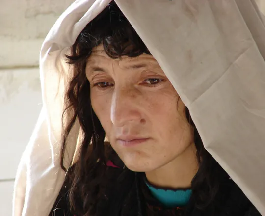 A woman wearing a white headscarf in Chaghcharan, Ghor Province, 2007