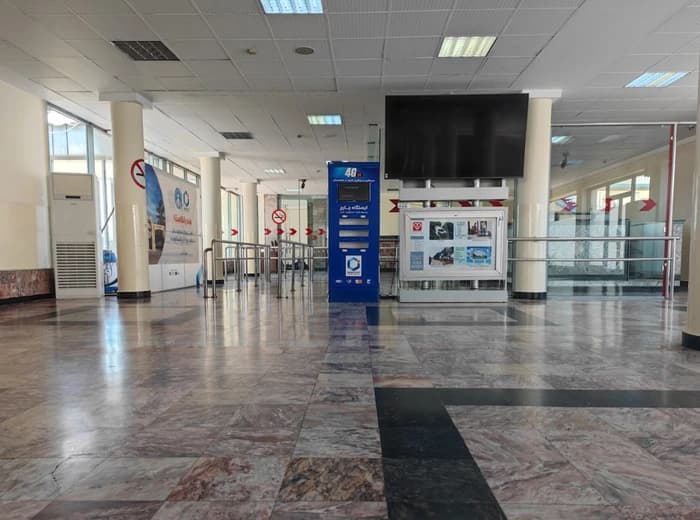 The departure hall of Kabul Airport’s domestic terminal, photographed in 2025