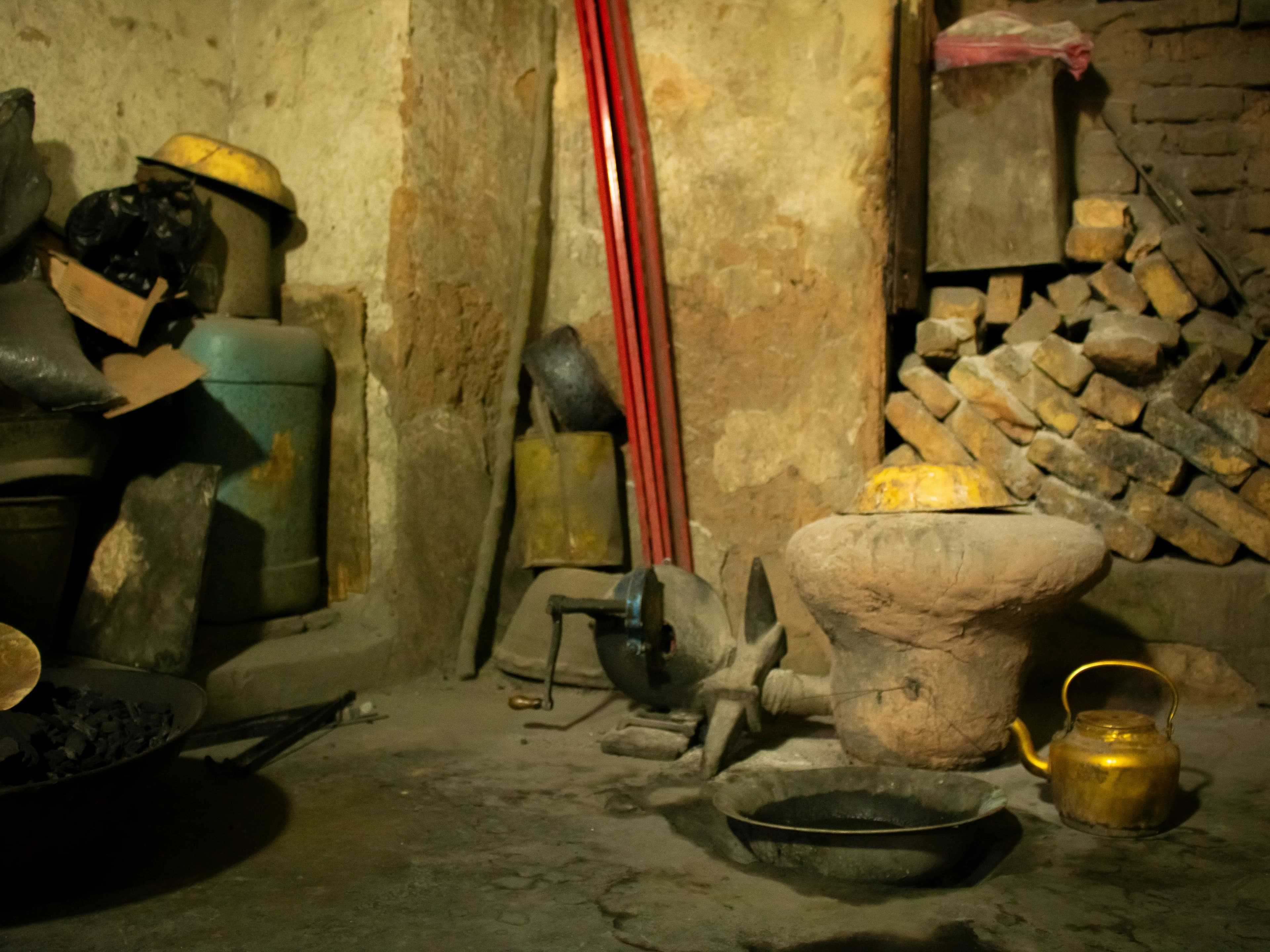 Tools and materials inside an Afghan silversmith’s workshop