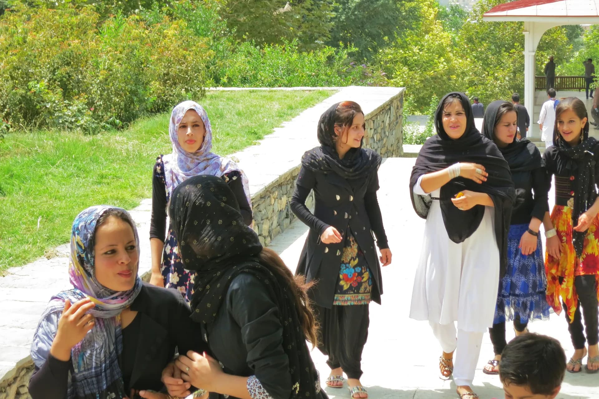 Women and girls walking together in Bagh-e Babur, Kabul