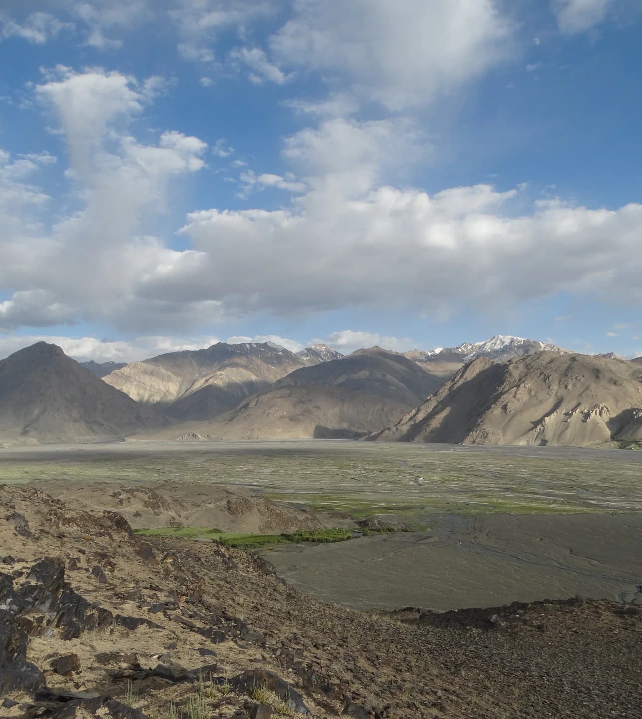 Mountain paths and river valley near Sarhad in the Afghan Wakhan