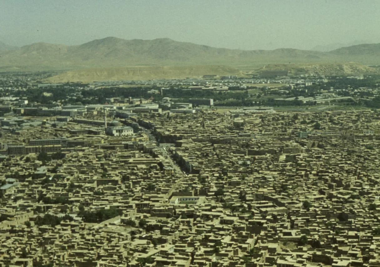 A panorama over the flat roofs of Kabul in 1976