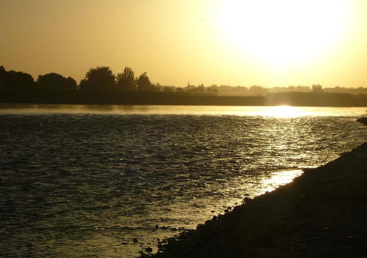 Sunset over the Helmand River in Lashkar Gah