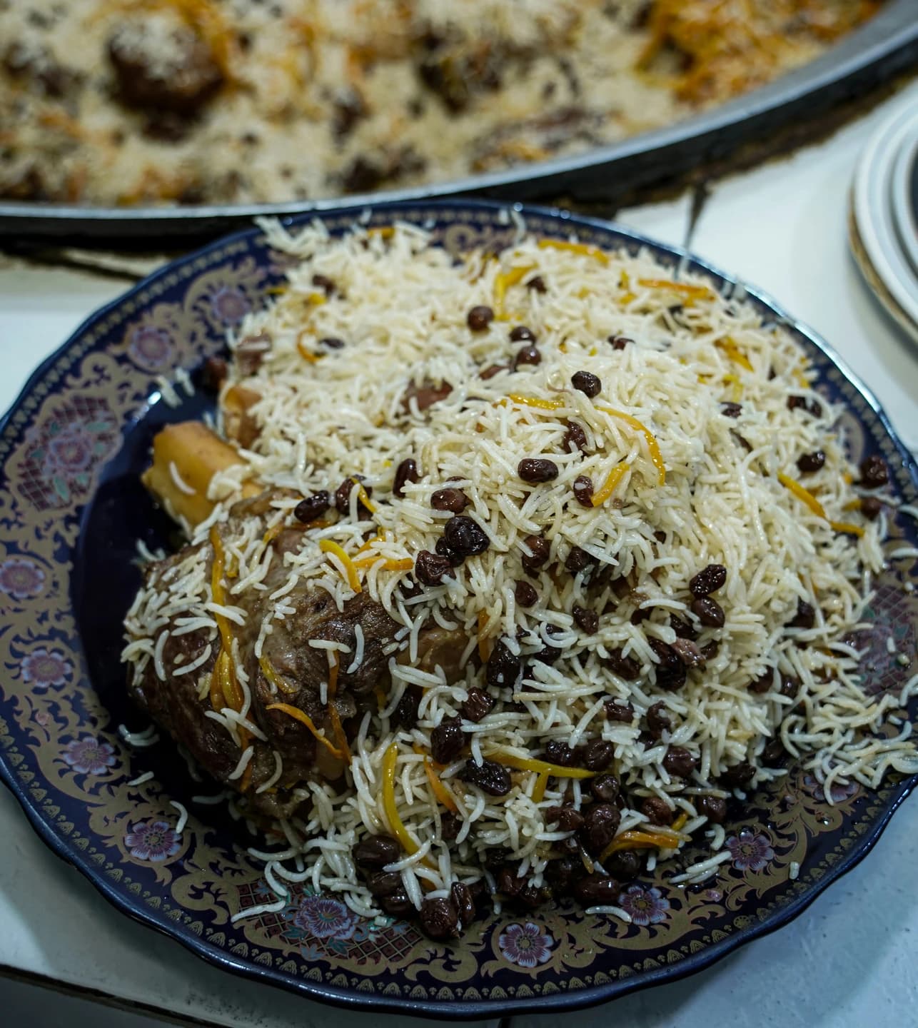Qabuli palaw, a traditional rice dish photographed in Kabul